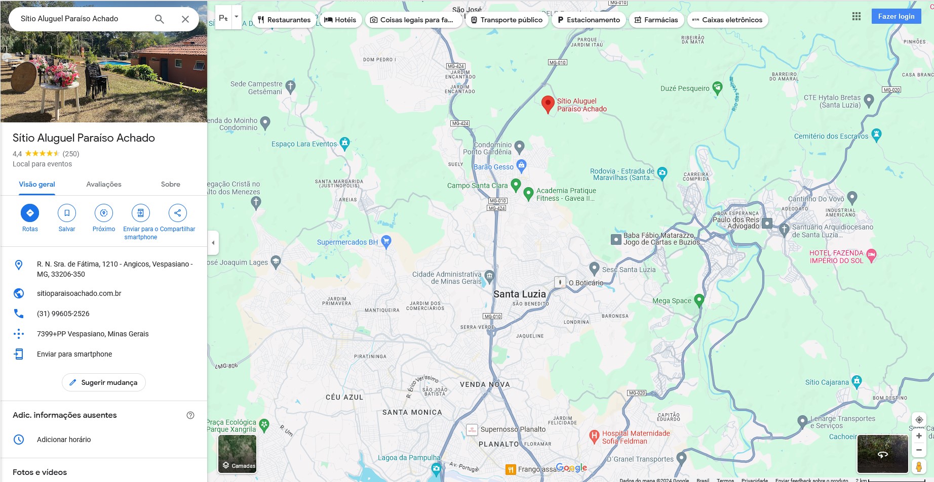 Sítio para alugar em Belo Horizonte